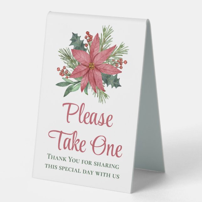 Poinsettia Weihnachten - Rote Flora-Gastgeschenke  Tischaufsteller (Vorderseite)
