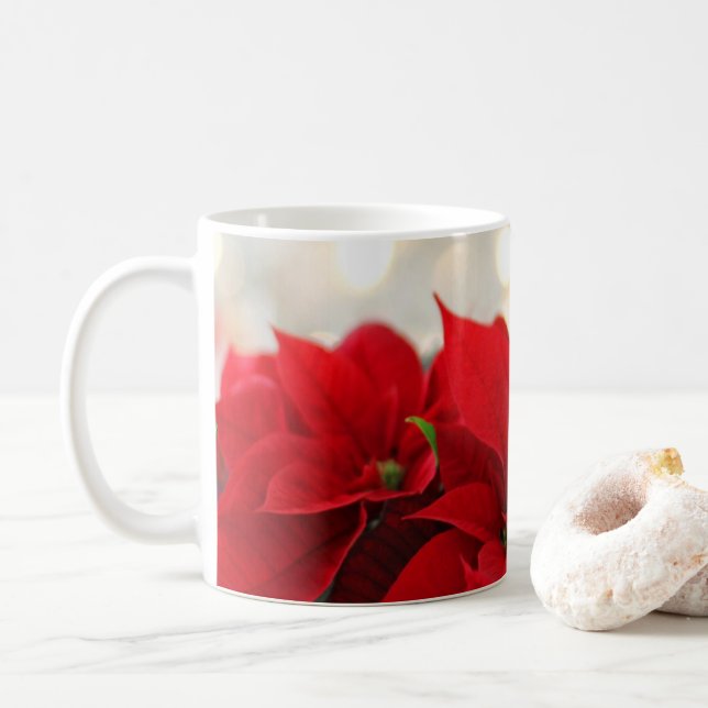 Poinsettia | Weihnachts-Blume Kaffeetasse (Mit Donut)