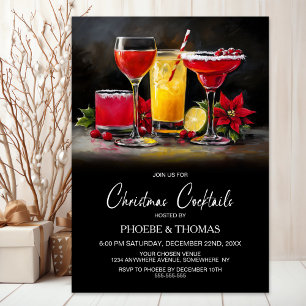 Poinsettia-Weihnachts-Cocktailparty Einladung