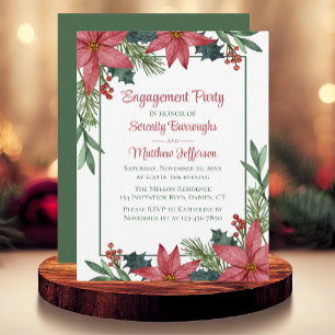 Poinsettia Weihnachts-Engagement-Partei Einladung