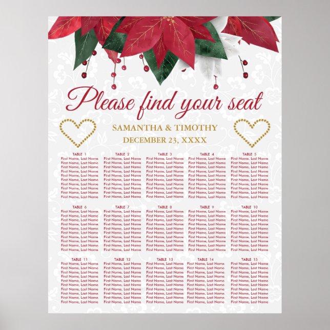 Poinsettia Weihnachts-Weihnachtskarten Poster (Vorne)