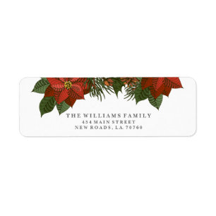 Poinsettia-Weihnachtsadressen-Etiketten