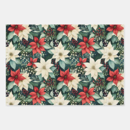 Poinsettia Weihnachtsblätter Geschenkartikel Geschenkpapier Set