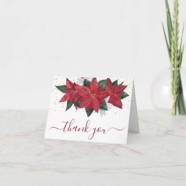 Poinsettia Weihnachtsblume Dankeschön Karte (Vorderseite)