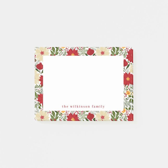 Poinsettia Weihnachtsblumen Personalisiert Post Post-it Klebezettel (Vorderseite)