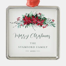 Poinsettia Weihnachtsfamilie Ornament Aus Metall