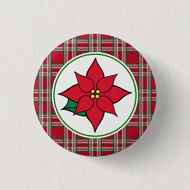 Poinsettia Weihnachtsfeiertag Button Button (Vorderseite)