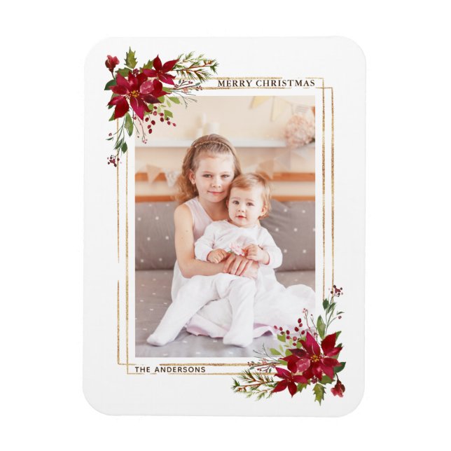 Poinsettia Weihnachtsfeiertag Foto Magnet (Vertikal)