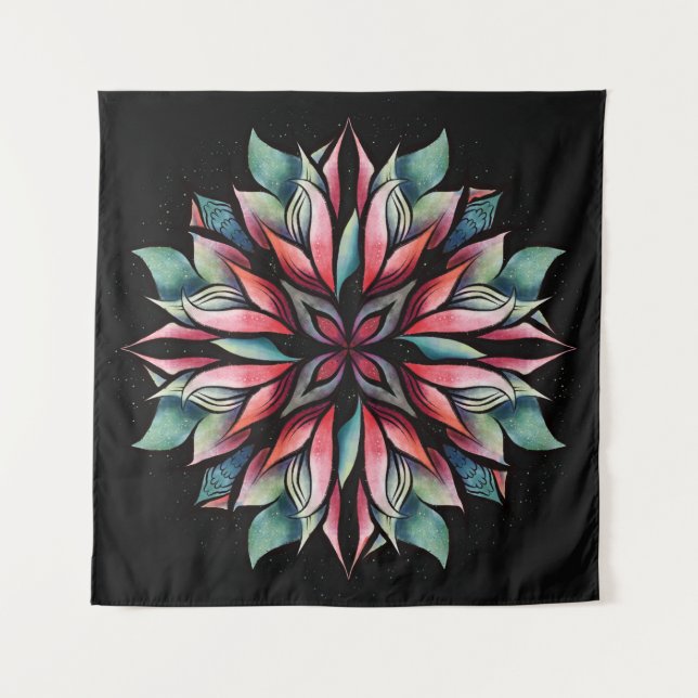 Poinsettia Weihnachtsflora Eleganter Winterurlaub Wandteppich (Vorderseite)