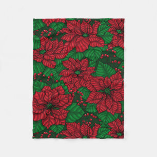 Poinsettia, Weihnachtsmuster Fleecedecke