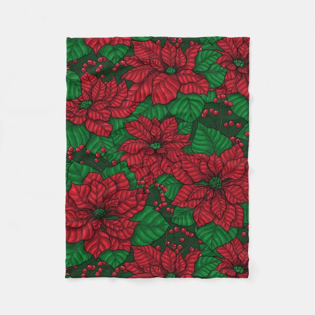 Poinsettia, Weihnachtsmuster Fleecedecke (Vorderseite)
