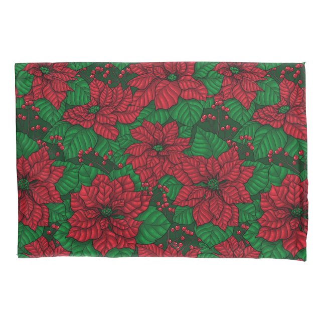 Poinsettia, Weihnachtsmuster Kissenbezug (Vorderseite)