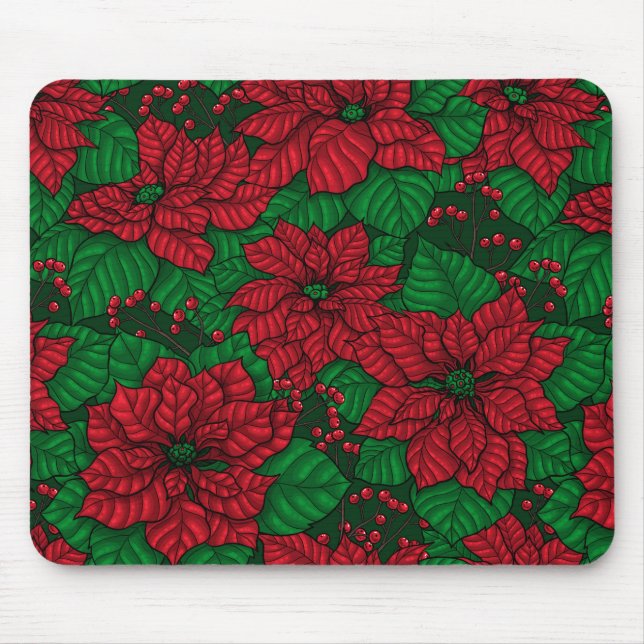 Poinsettia, Weihnachtsmuster Mousepad (Vorne)