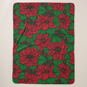 Poinsettia, Weihnachtsmuster Sherpadecke