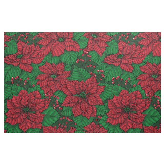 Poinsettia, Weihnachtsmuster Stoff (Fat Quarter (45,7 x 55,9 cm))