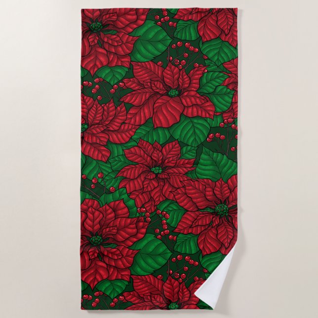 Poinsettia, Weihnachtsmuster Strandtuch (Vorderseite)