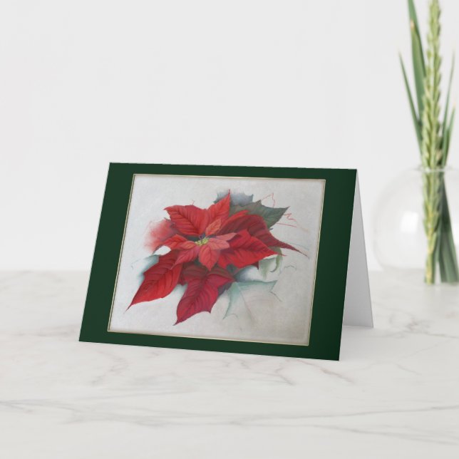 Poinsettia-WeihnachtsÖlgemälde Feiertagskarte (Vorderseite)
