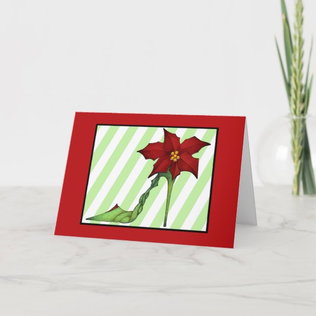 Poinsettia-Weihnachtsschuh-Karte Feiertagskarte (Vorderseite)