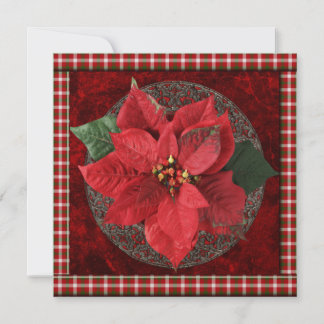 Poinsettia Weihnachtszeit-Party Einladung