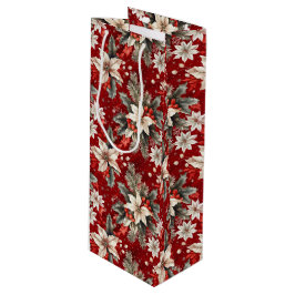 Poinsettia White Red Green Geschenktüte Für Weinflaschen