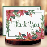 Poinsettia Winter Christmas Danke Postkarte<br><div class="desc">Dankeschön zu senden war noch nie einfacher mit dieser Aquarellpoinsettia Postkarte. Mit gemütlichen Weihnachtsfloralen inmitten üppiger Vegetation ist es perfekt für Winterhochzeiten,  Brautpartys,  Party oder persönliche Nachrichten. Scrollen Sie nach unten,  um passende Produkte und Geschenke zu erhalten.</div>