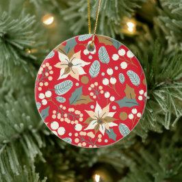 Poinsettia Winterurlaub im Hintergrund Keramik Ornament