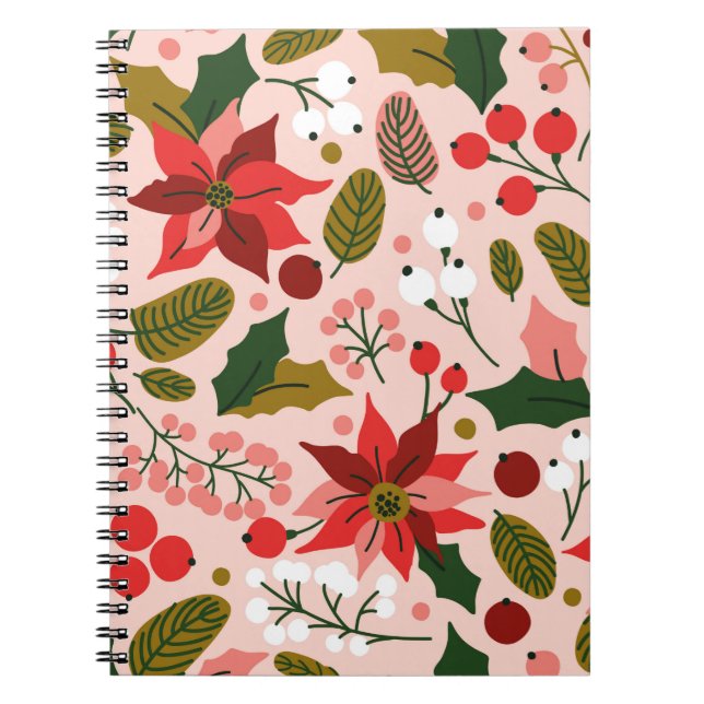 Poinsettia Winterurlaub Notebook Notizblock (Vorderseite)