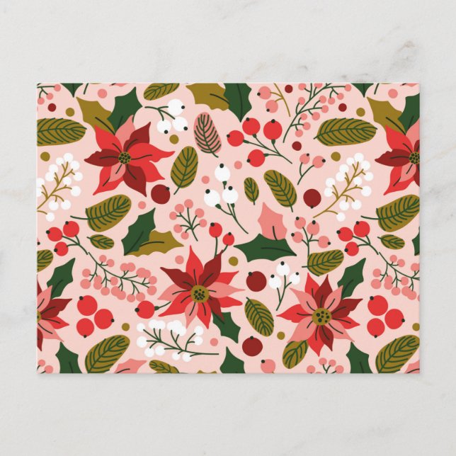 Poinsettia Winterurlaub Postkarte (Vorderseite)