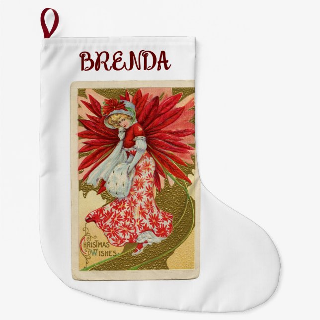 Poinsettia Woman Weihnachts-Strumpf Großer Weihnachtsstrumpf (Vorderseite)
