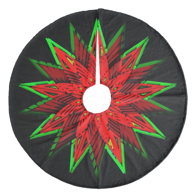 Poinsettia WOW Fleece Weihnachtsbaumdecke (Vorderseite)