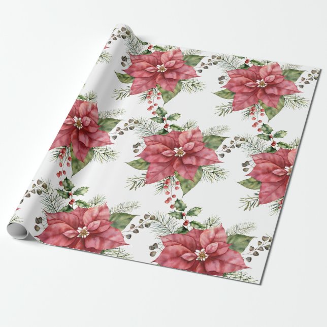Poinsettia Wrapping Paper Geschenkpapier (Ungerollt)