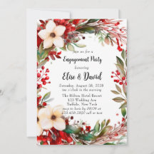 Poinsettia Wreath Christmas Engagement Party