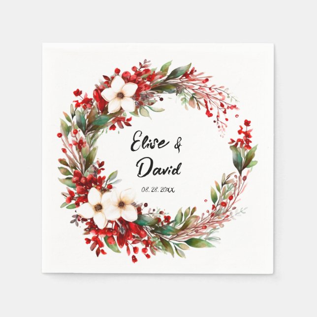 Poinsettia Wreath Christmas Serviette (Vorderseite)