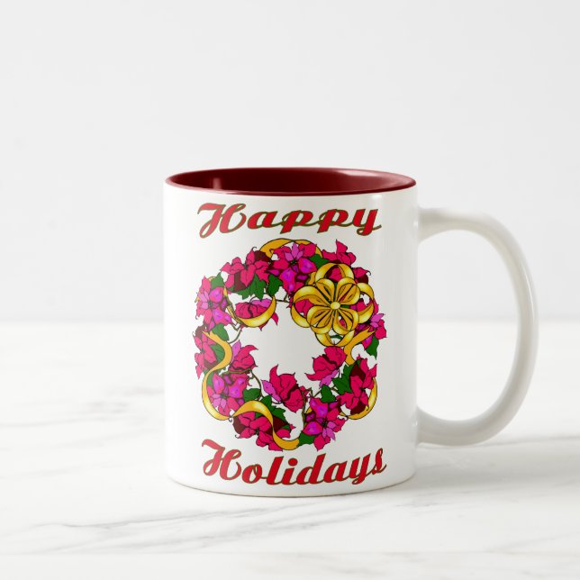 Poinsettia Wreath-Tasse Zweifarbige Tasse (Rechts)