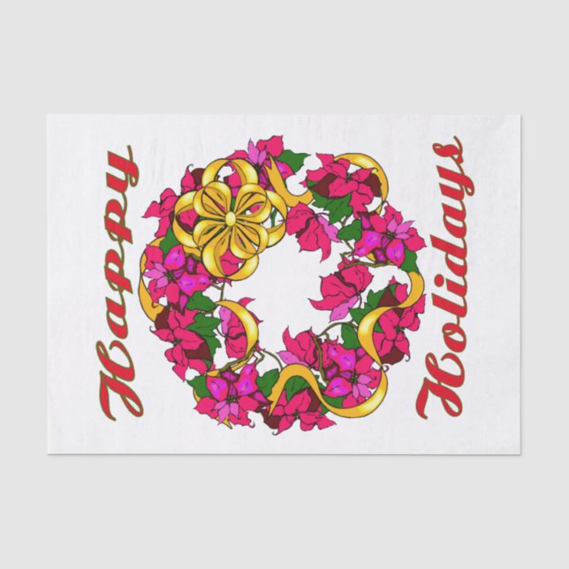 Poinsettia Wreath Tissue Paper Seidenpapier (Vorderseite)