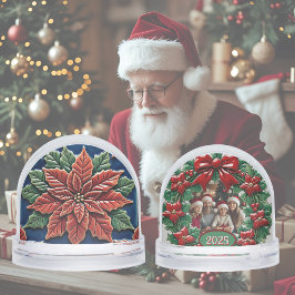 Poinsettia zu blauen Weihnachten Schneekugeln