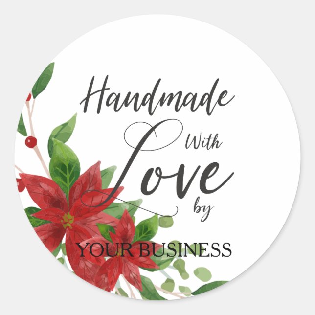 Poinsettias and Quote for Crafts Articles Handmade Runder Aufkleber (Vorderseite)