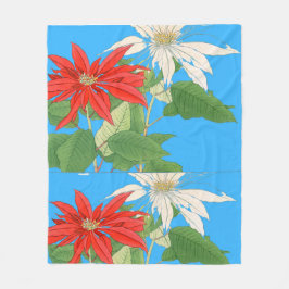 Poinsettias Blue Fleecedecke