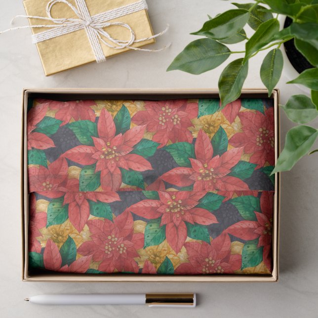 Poinsettias Christmas Floral Seidenpapier (Geschenk)
