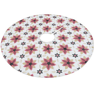 Poinsettias Fleece Tree Skirt Weihnachtsbaumdecke