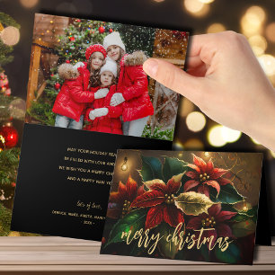 Poinsettias Frohe Weihnachtsfeiertage Gedecktes Fo Feiertagskarte