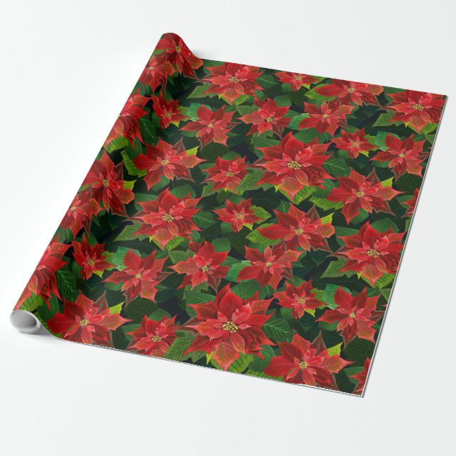 Poinsettias Geschenkpapier (Ungerollt)