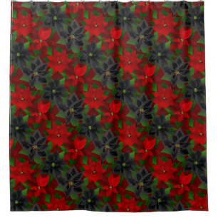 Poinsettias Goth Christmas Duschvorhang