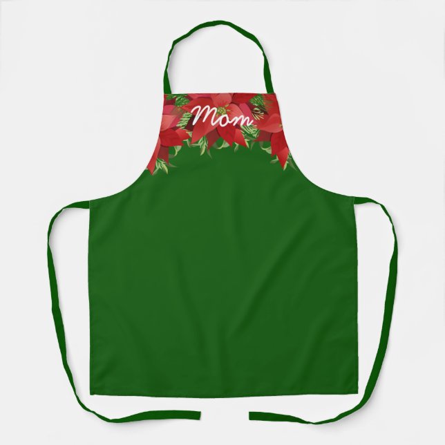 Poinsettias Green Personalisiert Schürze (Vorderseite)