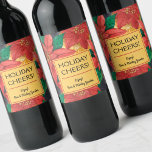 Poinsettias Holiday Christmas Floral Weinetikett<br><div class="desc">Rot-goldene Poinsettien und Blätter,  Ihr Gruß und Ihre Persönlichkeit in schicken Schriften,  diese Weinflaschen Etiketten sind perfekt,  um Ihre Flaschen zu Ihrer Weihnachtsfeier Party oder als Geschenke zu geben. Alle Flaschenmarken für Spirituosen sind bereits in unserem Shop für Sie erstellt. PASSENDE Artikel in unserem Geschäft.</div>