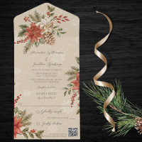 Poinsettias mit Holly auf Snowy Beige QR Code