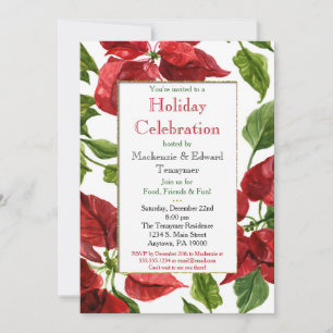 Poinsettias Noël Fête Invitation