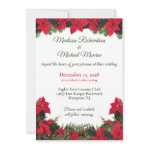 Poinsettias rouges & Faire-part de mariage verdoya
