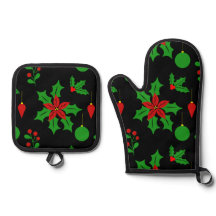 Poinsettias und Hollies in Schwarz