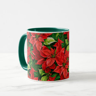Poinsettias und Holly-Blätter Tasse